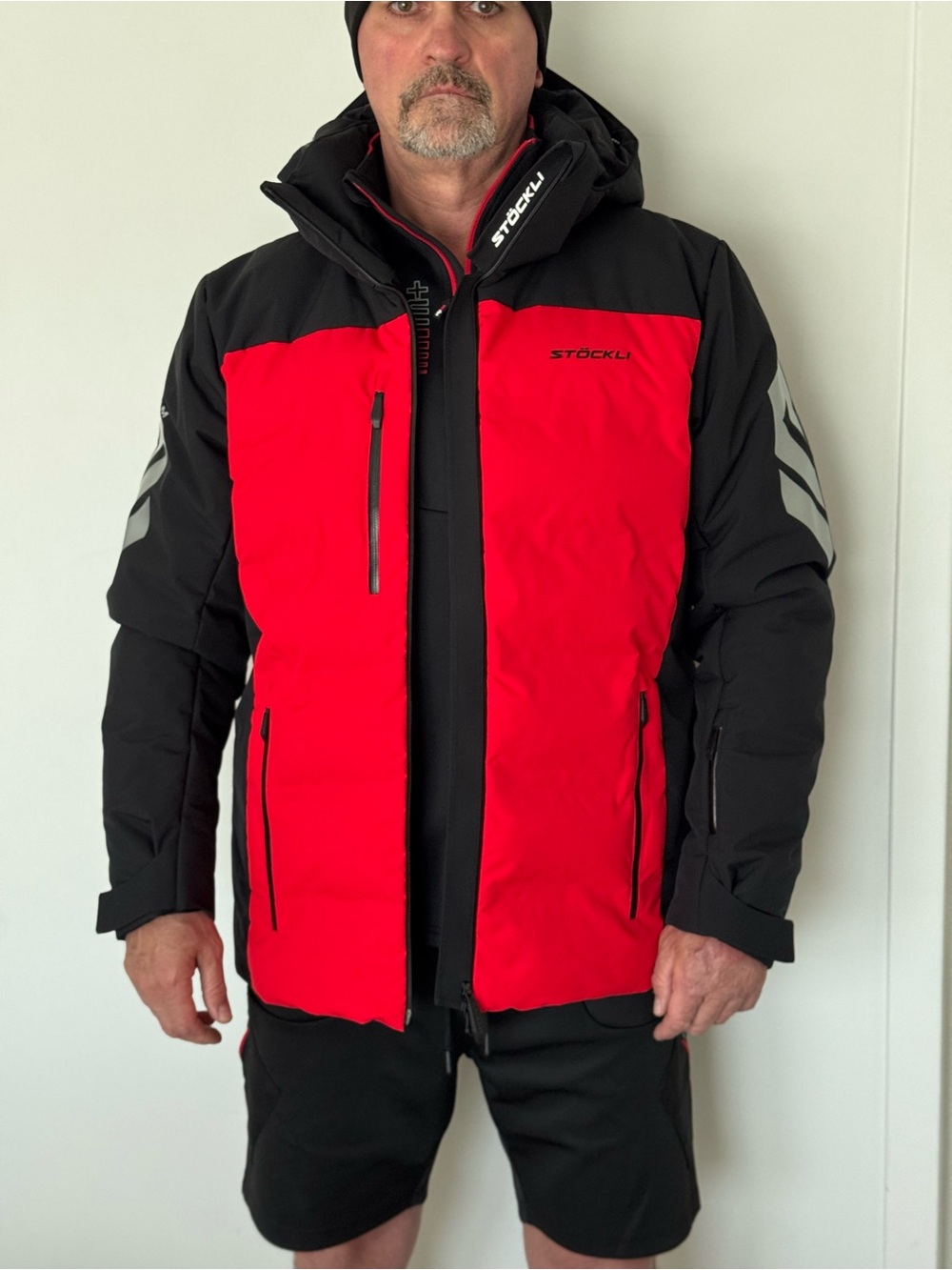 Men's Red and Black Puffer Jacket